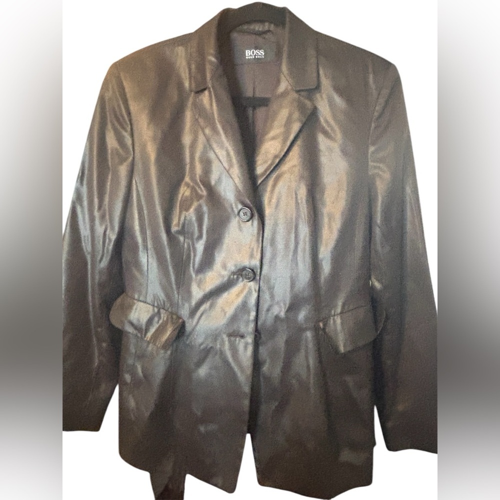 Vintage Hugo Boss Faux Leather Jacket Ladies size 8 Cyberpunk Cybergoth 90s 00s